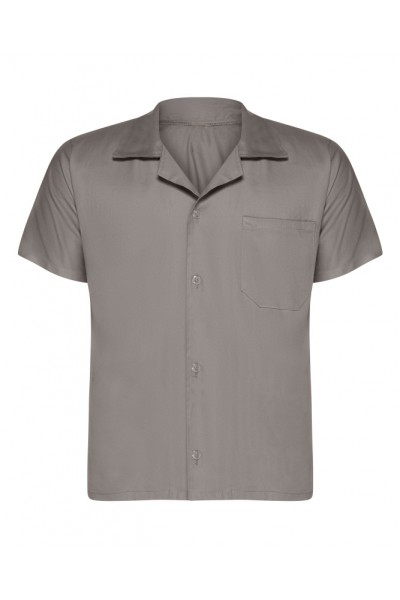 Camisa m/curta com botões brim cinza (M)